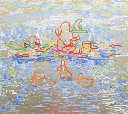 Kachničky vítají Alžbětu, 2013, akryl na plátně, 130×150 cm (soukromá sbírka)