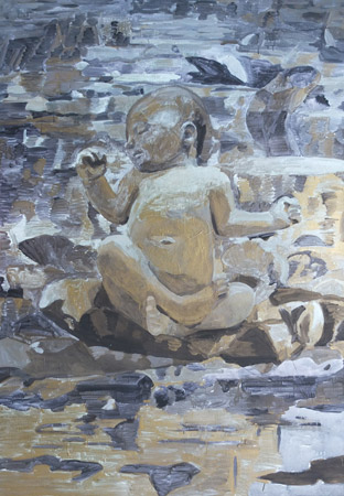 Zrození, 2013, akryl na plátně, 150×100cm (soukromá sbírka)