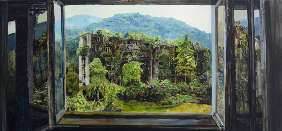 Okno 18, akryl na plátně, 70 × 150 cm