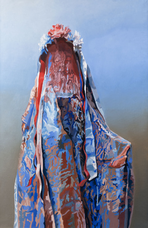 Za závojem 2, 2022, olej na plátně, 130×85 cm