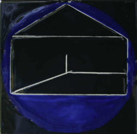 Chalupa 1, 2006, keramický kachel, 19,5x19,5 cm