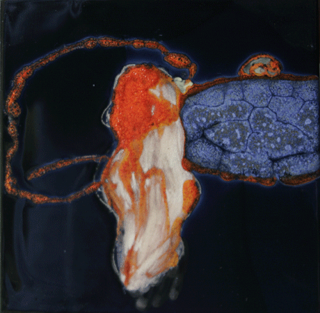 Spánek,  2006, keramický kachel, 19,5x19,5 cm